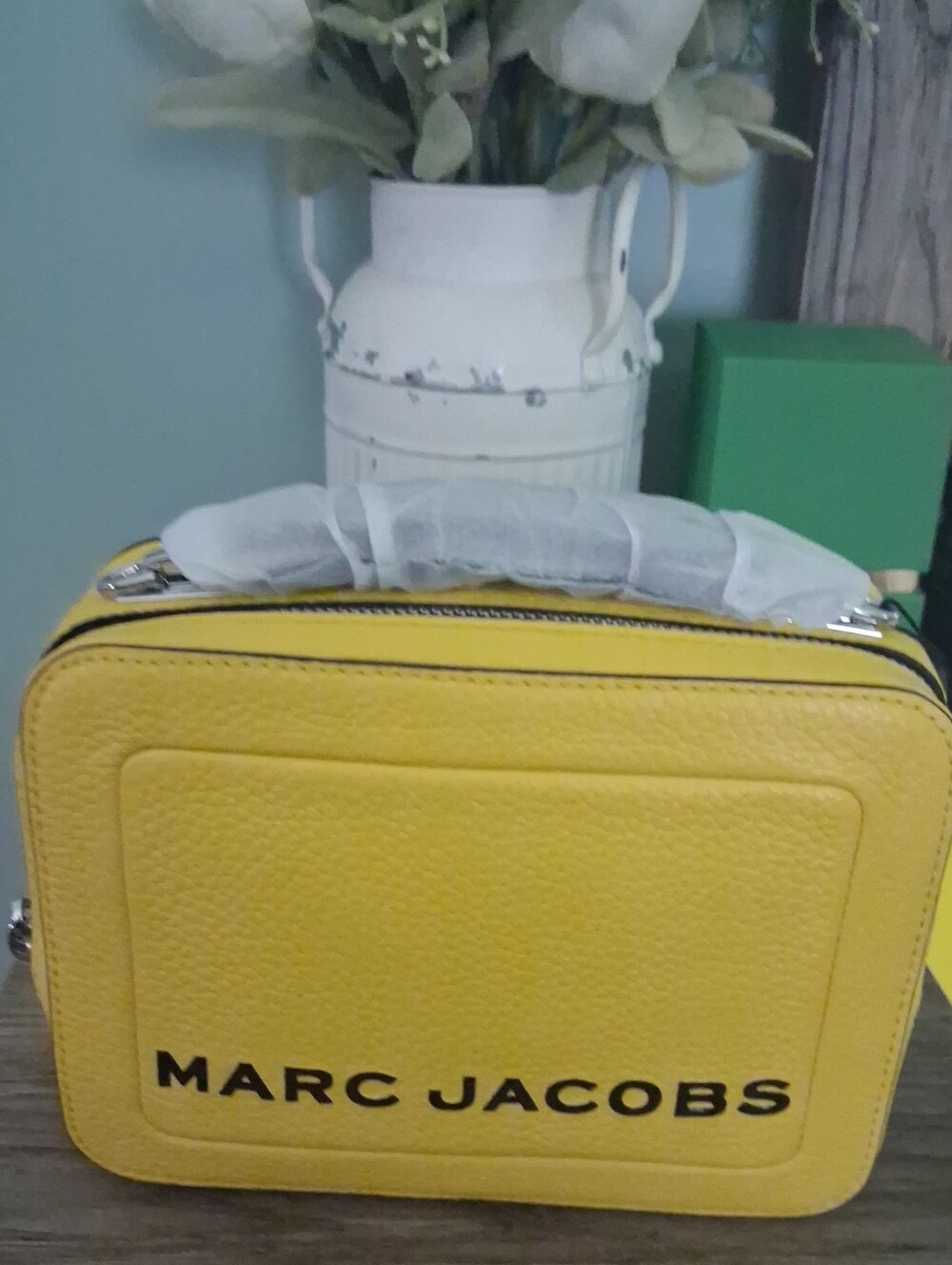 Marc Jacobs Yellow Pebbled Leather Toiletry Bag with Black Logo - Picture 1 of 4
